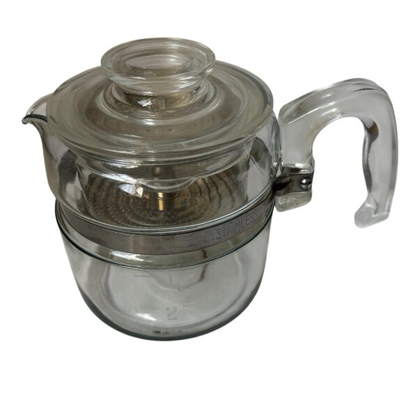 Vintage PYREX Flameware Glass Coffee Percolator Pot 7756-B 6 Cup Complete Rare - Picture 1 of 11